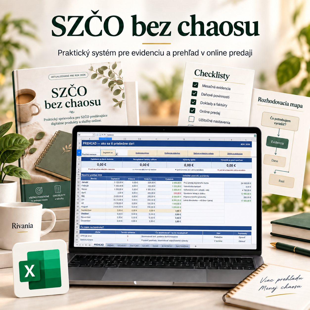 SZČO bez chaosu — praktický balík: e-book, checklisty a excelová evidencia